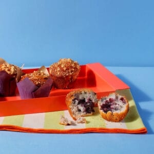 Two of our delicious Blueberry Muffins baked exclusively for Coffee Shops and other specialist retailers.