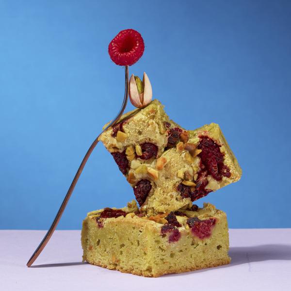 Pistachio and Raspberry Blondie